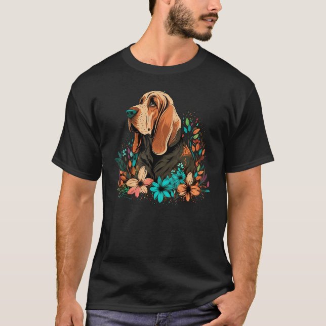 Cute Flower summer Floral Bloodhound 1 T Shirt (Framsida)
