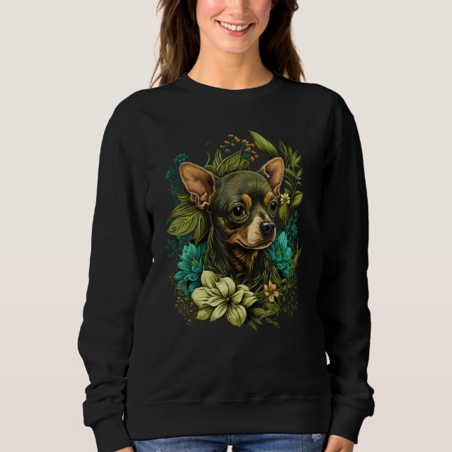 Cute Flower summer Floral Chihuahua T Shirt (Framsida)