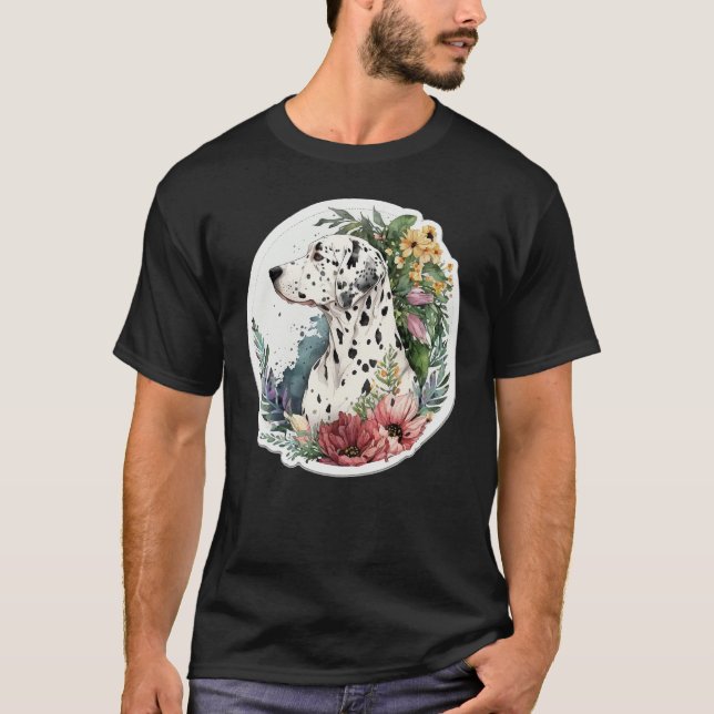 Cute Flower summer Floral Dalmatian 1 T Shirt (Framsida)