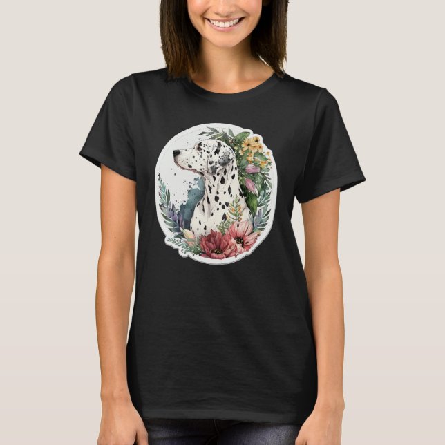 Cute Flower summer Floral Dalmatian 1 T Shirt (Framsida)