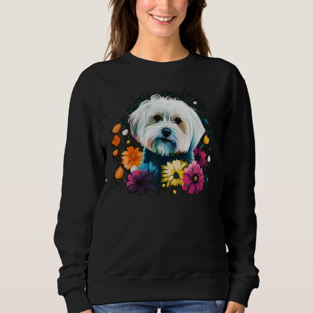 Cute Flower summer Floral Maltese dog 1 T Shirt (Framsida)