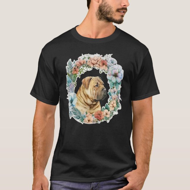 Cute Flower summer Floral Shar Pei T Shirt (Framsida)