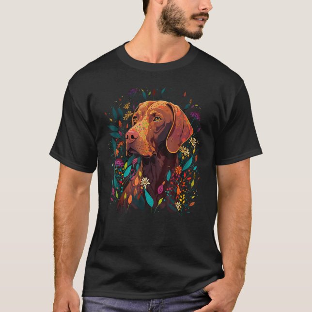 Cute Flower summer Floral Vizsla_1 T Shirt (Framsida)