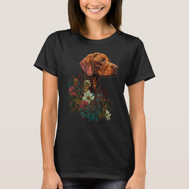Cute Flower summer Floral Vizsla 2 T Shirt (Framsida)