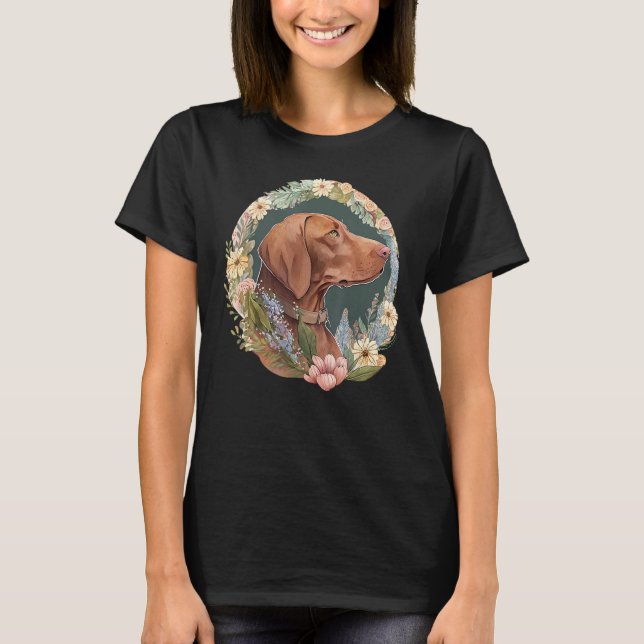 Cute Flower summer Floral Vizsla 3 T Shirt (Framsida)