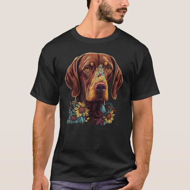 Cute Flower summer Floral Vizsla T Shirt (Framsida)