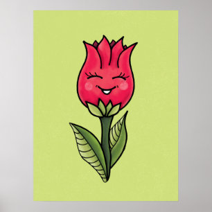 Cute Flower Tecknade figurer Plant Älskare Kids Poster