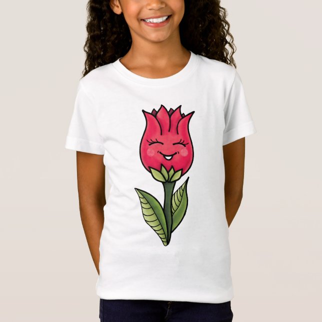 Cute Flower Vår Tecknade figurer T Shirt (Framsida)