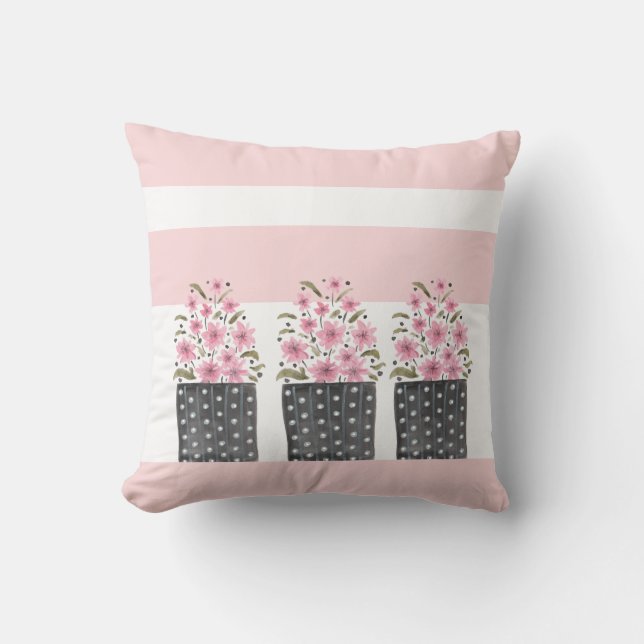 Cute Flowerpots in Rosa Dream Kudde (Framsida)