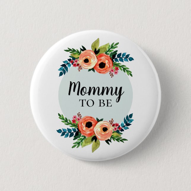 Cute Flowers Girls Blommigt Mamma att bli babyskor Knapp (Framsida)
