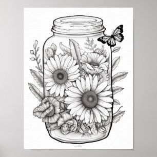 Cute Flowers i Burk Poster