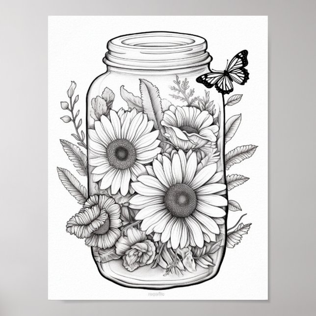 Cute Flowers i Burk Poster (Framsidan)