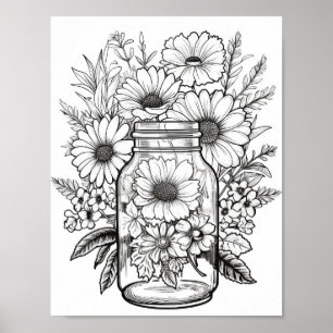 Cute Flowers i Burk Poster