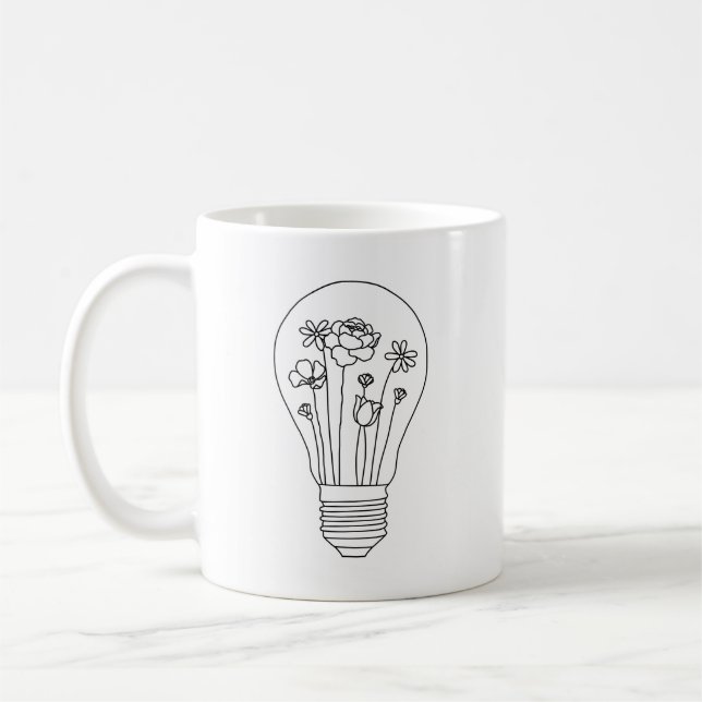 Cute Flowers in Light Bulb Coffee Mugg (Vänster)