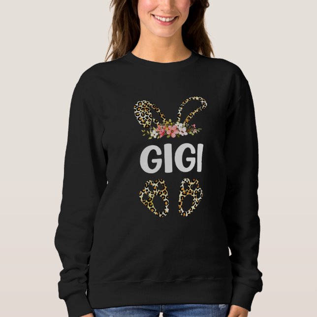 Cute Flowers Leopard Gigi Bunny Påsk Mor Danmark T Shirt (Framsida)