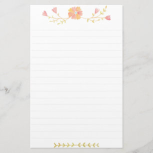 Cute Flowers Lycklig House Adsible Watercolor Brevpapper