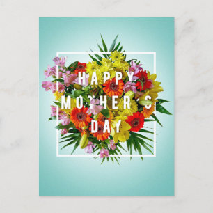 Cute Flowers Lycklig Mors dag Blommigt Vykort