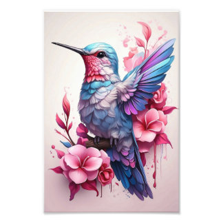 Cute Flowers Magic Bird Fototryck