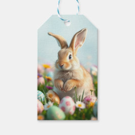 Cute Flowers och Bunny Påsk Party till och från Presentetikett