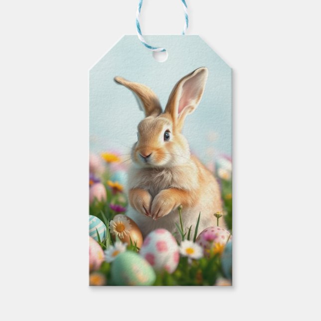 Cute Flowers och Bunny Påsk Party till och från Presentetikett (Framsidan)