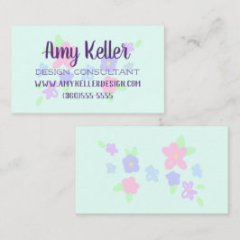 Cute Flowers Pastel Visitkort