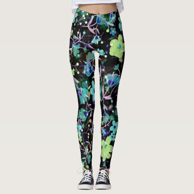 Cute Flowers - Vattenfärg Leggings (Framsida)
