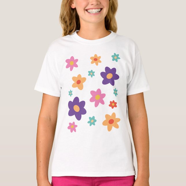 Cute Flowery Påsk Vår T Shirt (Framsida)