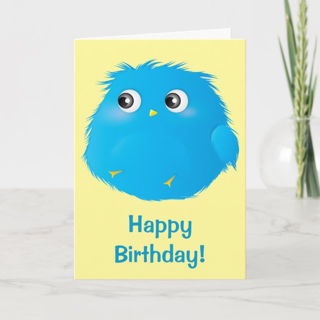 Cute Fluffy Bird Day Card Kort (Framsida)