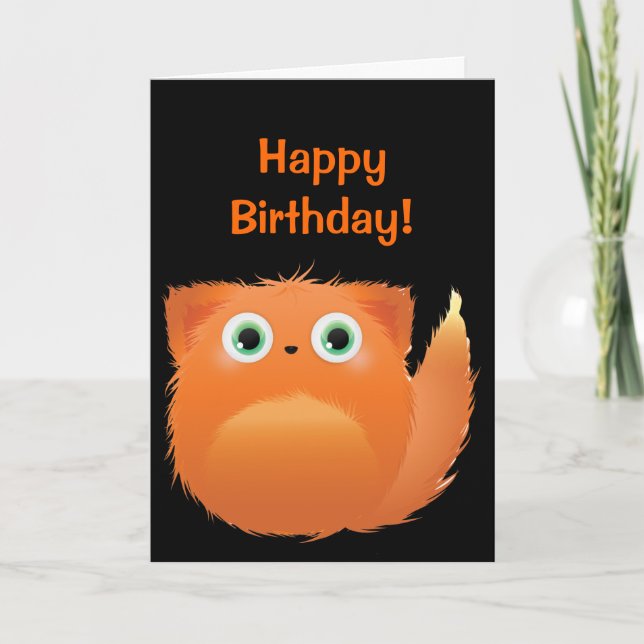 Cute Fluffy Birthday Card Kort (Framsida)