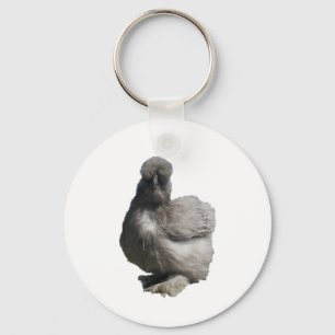 Cute Fluffy Blue Silkie Chicken Nyckelring