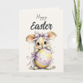 Cute Fluffy Bunny in Spring Pastels Easter Card Helgkort