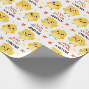 Cute Fluffy Chick Gult Barns födelsedag Presentpapper