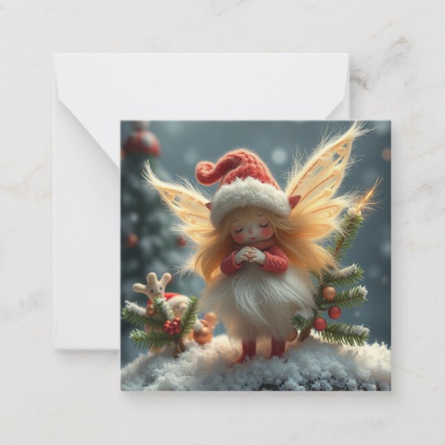 Cute fluffy christmas Fairy Anteckningskort (Framsida)