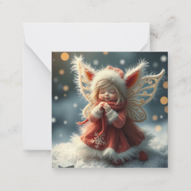 Cute fluffy christmas Fairy Anteckningskort (Framsida)