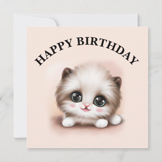 Cute Fluffy Furr Boll Kitten Julkort (Framsida)