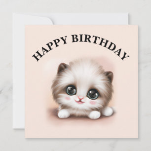 Cute Fluffy Furr Boll Kitten Julkort