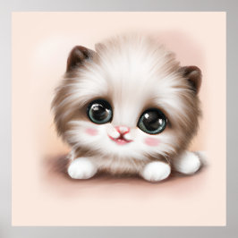 Cute Fluffy Furr Boll Kitten Poster