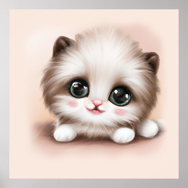 Cute Fluffy Furr Boll Kitten Poster (Framsidan)