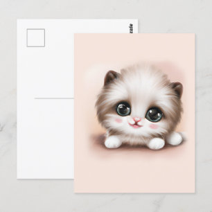 Cute Fluffy Furr Boll Kitten Vykort