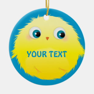 Cute Fluffy Gult Bird Julgransprydnad Keramik
