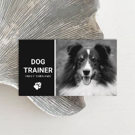 Cute Fluffy Hund Photo Hund Trainer Black and Whit Visitkort