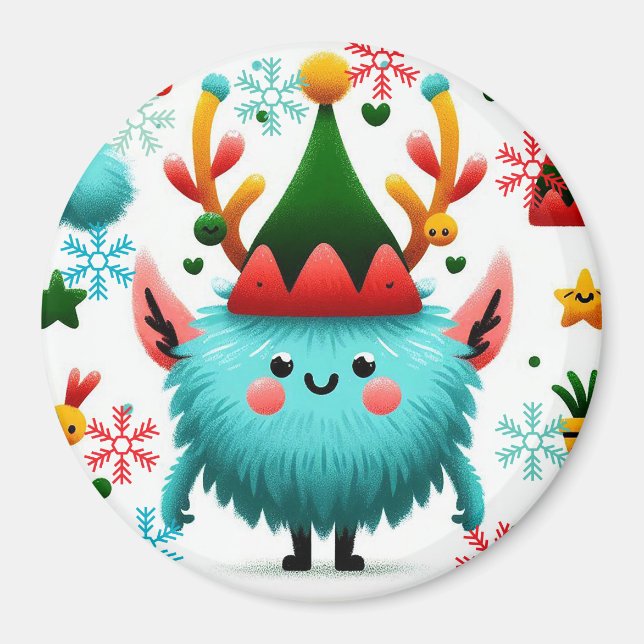 Cute fluffy jul monster Magnet (Framsidan)