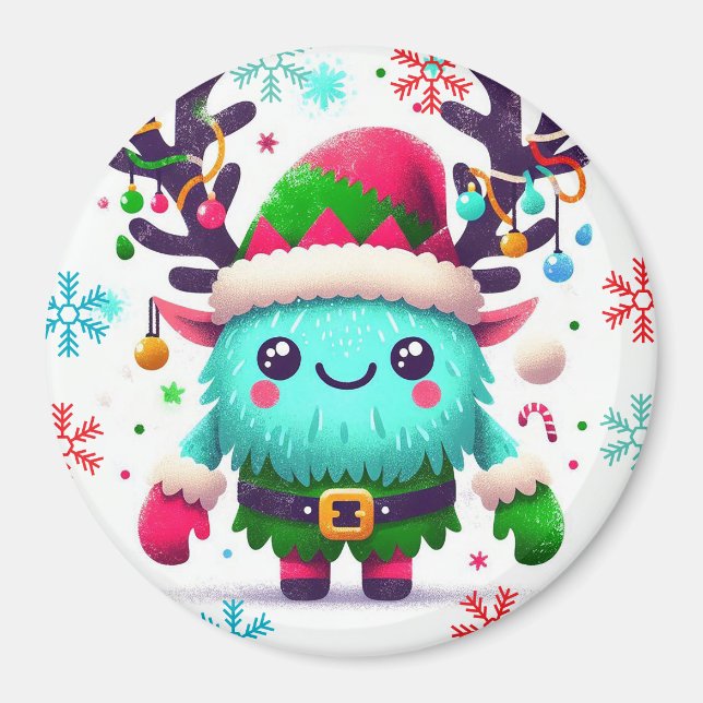 Cute fluffy jul monster Magnet (Framsidan)