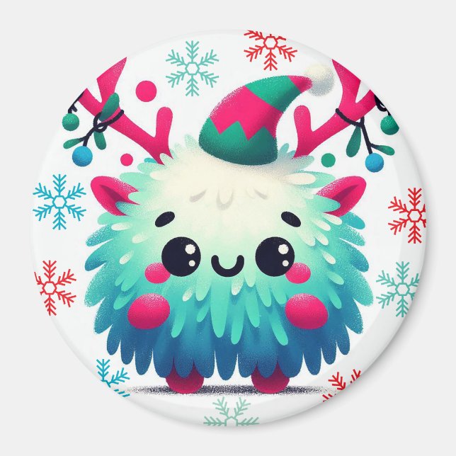 Cute fluffy jul monster Magnet (Framsidan)