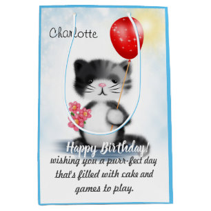 Cute Fluffy Kitten Art Grattis på födelsedagen Dik