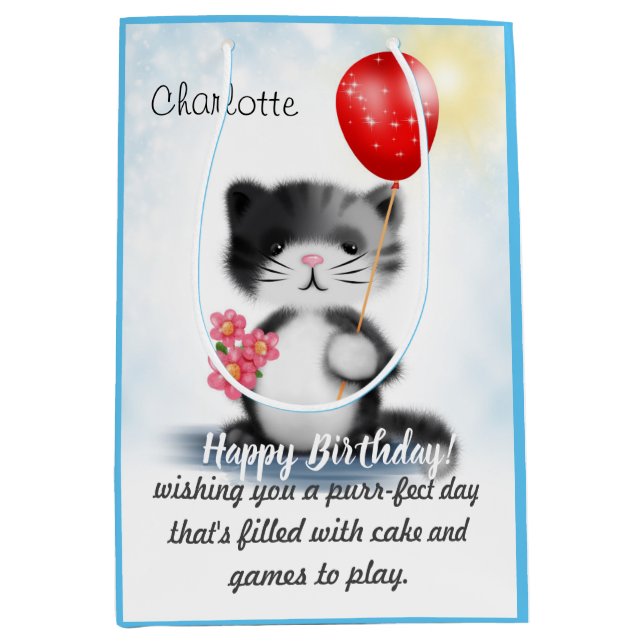 Cute Fluffy Kitten Art Grattis på födelsedagen Dik (Framsidan)