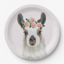 Cute Fluffy Llama med Ro Flower Krona Rosa