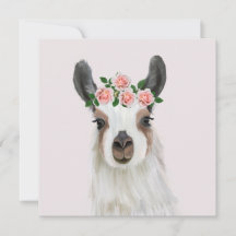 Cute Fluffy Llama med Ro Flower Krona Rosa