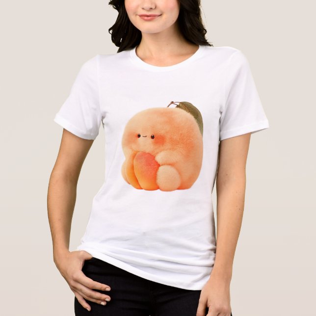 Cute Fluffy Peach Sprite Cradling Tiny Peach Women T Shirt (Framsida)