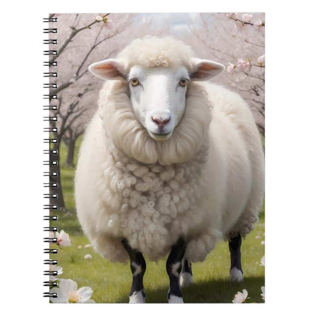 Cute Fluffy Sheep Anteckningsbok (Framsidan)